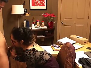 Fucking the horny girlfriend in her office Picture 1