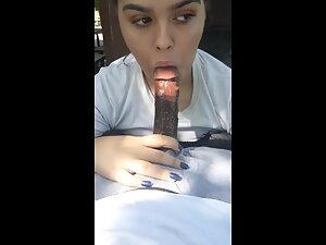 Chubby girl sucks dick and answers silly questions while making selfie video Picture 3