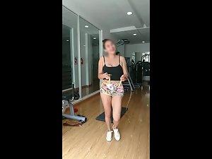 Jumping rope causes big boobs to fall out of her top Picture 6