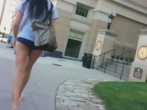 Creepshot of nice young ass in tiny shorts