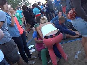 Peeping on hot hippie girl and her friend's tits Picture 3