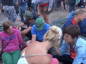 Peeping on hot hippie girl and her friend's tits Picture 8
