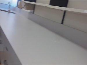 Big tits in downblouse at the office Picture 2