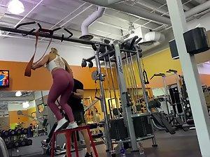 Peeping on sexy starlet exercising with personal trainer Picture 1