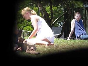 Big ass in upskirt while she relaxes in the park Picture 7