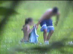 Horny couple caught in a park Picture 6