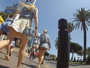 Wind shows upskirts of three asses to the candid camera Picture 7