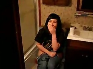 Scaring the girlfriend on a toilet