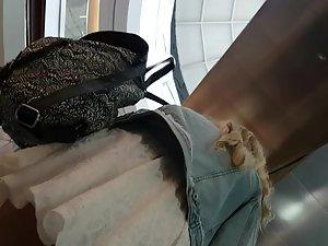 Upskirt of gorgeous young blonde Picture 4