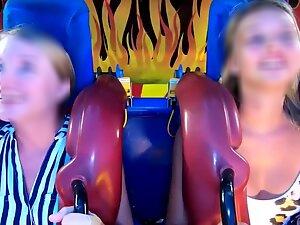 Tits flying out on a rollercoaster ride