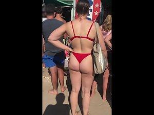 Ripe ass grabs her red bikini in the crack Picture 7