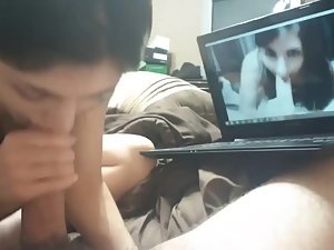 Blowjob while watching his own porno Picture 4