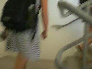 Following a school girl on the stairs Picture 3