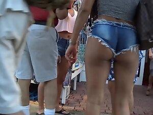 Obscene but sexy shorts on perfect ass