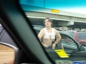 Hot girls flashing boobs from the car Picture 3