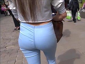 Young butt in tight blueish pants