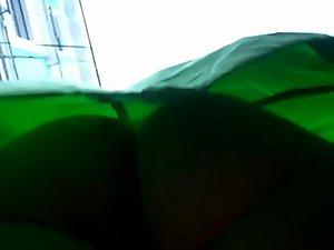 Upskirt of a girl in glowing green skirt Picture 7