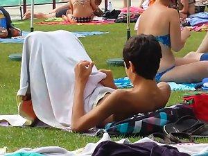 Funny pervert caught by the pool Picture 2