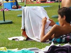 Funny pervert caught by the pool Picture 4