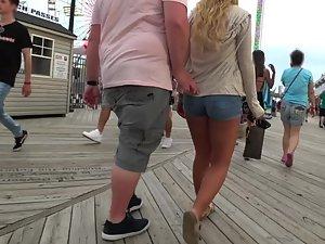 Fat guy keeps touching girlfriend's hot butt Picture 7
