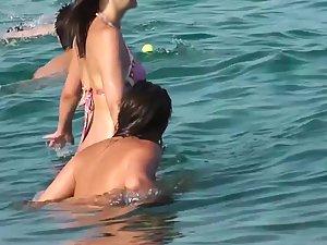 Perfect topless teen in tiniest bikini thong Picture 3