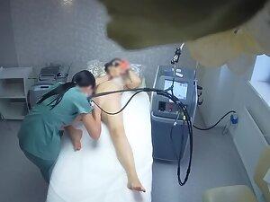 Spying on smug girl getting intimate hair removal treatment Picture 7