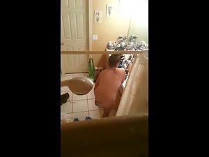 Peeping on big naked woman through window Picture 3