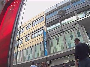 Upskirt of elegant woman in white lace dress Picture 4