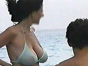 Her bikini top is fully transparent