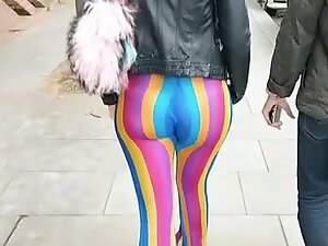 Voyeur follows a big butt in rainbow pants