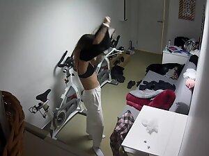 Spying on fit girl undressing at home Picture 5