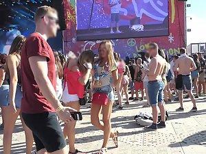 Sexy friends in shorts on a music festival Picture 5