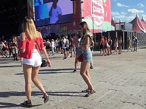 Sexy friends in shorts on a music festival Picture 6