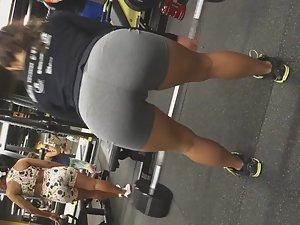 Pussy bulge of strong girl in the gym