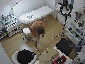 Spying on beautician changing clothes in her beauty salon Picture 3