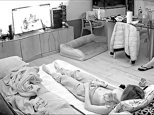 Hidden cam caught horny girl masturbate while boyfriend is in the room Picture 4