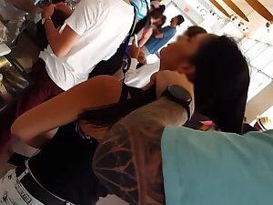 Hottie inspected despite her tattooed boyfriend