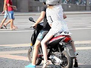 Girl on motorcycle shows some skin Picture 4