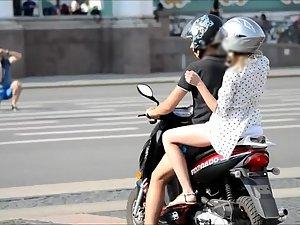 Girl on motorcycle shows some skin Picture 5