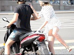 Girl on motorcycle shows some skin Picture 6