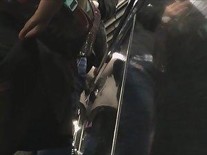 Lifting teen girl's skirt to see pantyhose Picture 4