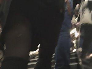 Lifting teen girl's skirt to see pantyhose Picture 5