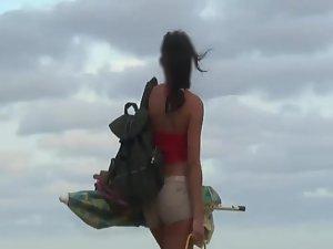 Windy weather chased away a hot girl Picture 2