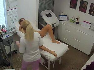 Hidden cam caught sexy tattooed milf getting hair removal Picture 4