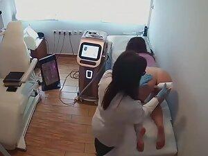 Spying as curly girl gets naked on all fours during depilation Picture 7