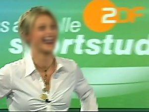 Sexy girl trying to score a goal