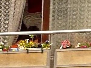 Neighbor woman shows tits on the balcony Picture 5