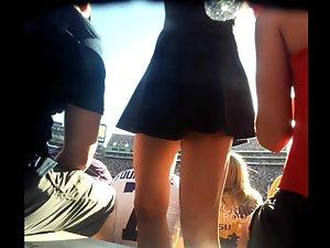Upskirt of sexy fan on the stadium Picture 2