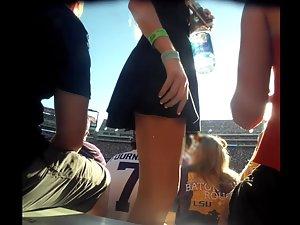 Upskirt of sexy fan on the stadium Picture 4