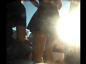 Upskirt of sexy fan on the stadium Picture 5